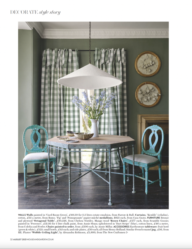 House and Garden UK 08 2021 P32 chelsea textiles cast bronze octagonal table giacometti givenchy