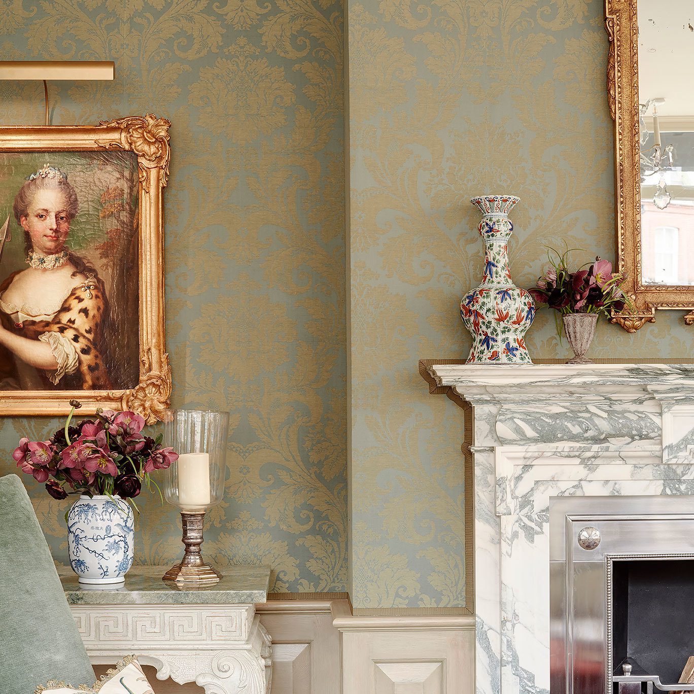 Damas De Louis in Blanc d'hiver Silks Fabrics - Main Image